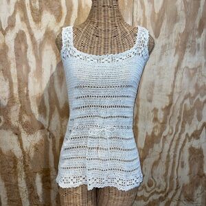 Vintage Handmade White Crochet Women's Top